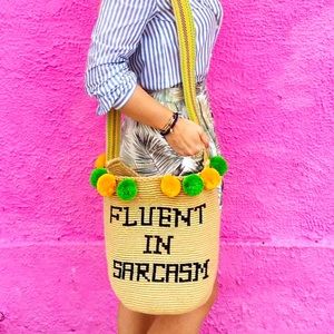 Boho Tulum Vibes Woven Crochet Bucket Tote Bag